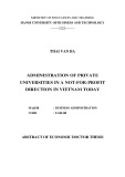 Summary of PhD thesis in Economics: Administration of private universities in a not-for-profit direction in Vietnam today