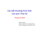 Bài giảng Các bất thường hình thái của quý I thai kỳ