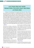 Các phản ứng hạt nhân trong phân tích kích hoạt neutron lò phản ứng