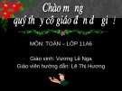 Bài giảng Hình học 11 - Tiết 33: Đường thẳng vuông góc với mặt phẳng