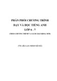 Phân phối chương trình dạy và học Tiếng Anh lớp 6 – 7 (Theo chương trình và sách giáo khoa mới)