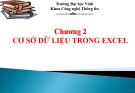 Bài giảng học phần Tin học ứng dụng - Chương 2: Cơ sở dữ liệu trong excel