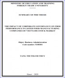 Summary of Phd thesis Business Administration: The impact of corporate governance on firm performance in listed food manufacturing companies of Vietnams stock market