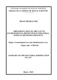 Summary of the Doctoral dissertation in Law: Implementation of the law on environmental protection in industrial zones in Thanh Hoa province