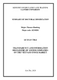 Summary of Doctoral dissertation Finance-Banking: Transparency and information disclosure of listed companies on the Vietnam stock market