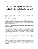 Vị trí của ngành cà phê và vai trò của xuất khẩu cà phê