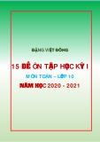 15 đề ôn tập học kì 1 môn Toán lớp 10 năm học 2020-2021