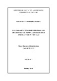 Doctoral thesis summary Business Administration: Factors affecting the intention and decision to use bank cards: research and practice in Viet Nam