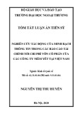 Tóm tắt luận án Tiến sĩ Kinh tế quốc tế: Nghiên cứu tác động của minh bạch thông tin trong các báo cáo tài chính tới chi phí vốn cổ phần của các công ty niêm yết tại Việt Nam