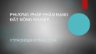 Bài giảng Phương pháp phân hạng đất nông nghiệp