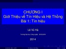 Bài giảng Tín hiệu và hệ thống: Chương 1 - Lê Vũ Hà