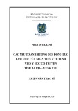 Luận văn Thạc sĩ: Các yếu tố ảnh hưởng đến động lực làm việc của nhân viên y tế Bệnh viện Y học Cổ truyền tỉnh Bà Rịa – Vũng Tàu