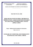 Summary of Computer and Information technology doctoral thesis: Research on developing method of mining fuzzy association rules based on linguistic information and its application