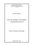 Luận văn Thạc sĩ Toán học: Toán tử sai phân và ứng dụng vào giải toán sơ cấp