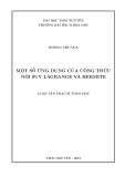 Luận văn Thạc sĩ Toán học: Một số ứng dụng của công thức nội suy Lagrange và Hermite