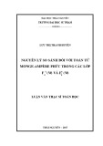 Luận văn Thạc sĩ Toán học: Nguyên lý so sánh đối với toán tử Monge - Ampère phức trong các lớp Ftp (W) và Etp (W)