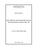 Luận văn Thạc sĩ Địa lý học: Phát triển du lịch Thành phố Sầm Sơn, tỉnh Thanh Hóa giai đoạn 2010 - 2017