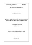 Tóm tắt Luận văn Thạc sĩ Quản lý công: Quản lý nhà nước về xây dựng nông thôn mới tại huyện Mai Châu, tỉnh Hòa Bình