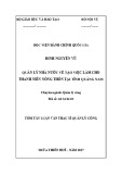 Tóm tắt Luận văn Thạc sĩ Quản lý công: Quản lý nhà nước về tạo việc làm cho thanh niên nông thôn tại tỉnh Quảng Nam