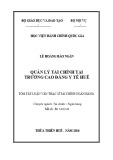 Tóm tắt Luận văn Thạc sĩ Tài chính Ngân hàng: Quản lý tài chính tại Trường Cao đẳng Y tế Huế