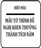 Mẫu tờ trình đề nghị khen thưởng thành tích năm