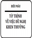 Tờ trình về việc đề nghị khen thưởng