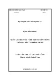 Luận văn Thạc sĩ Quản lý công: Quản lý nhà nước đối với lễ hội truyền thống trên địa bàn tỉnh Bình Phước