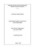 Summary of Phd thesis Business administration: Green procurement of inputs in vietnamese firms