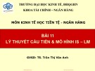 Bài giảng Kinh tế học tiền tệ - Ngân hàng: Bài 11 - TS. Trần Thị Vân Anh