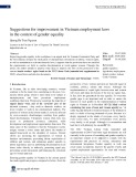 Suggestions for improvement in Vietnam employment laws in the context of gender equality