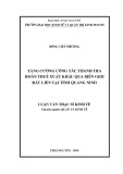 Luận văn Thạc sĩ Kinh tế: Tăng cường công tác thanh tra hoàn thuế xuất khẩu qua biên giới đất liền tại tỉnh Quảng Ninh