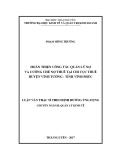 Luận văn Thạc sĩ Quản lý kinh tế: Hoàn thiện công tác quản lý nợ và cưỡng chế nợ thuế tại Chi cục Thuế huyện Vĩnh Tường - Tỉnh Vĩnh Phúc