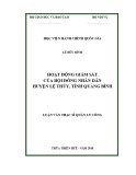 Luận văn Thạc sĩ Quản lý công: Hoạt động giám sát của Hội đồng nhân dân huyện huyện Lệ Thủy, tỉnh Quảng Bình