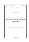 Luận văn Thạc sĩ Quản lý công: Cơ chế quản lý tài chính tại các bệnh viện công trên địa bàn tỉnh Hòa Bình