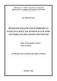 Summary of Economic Doctoral thesis: Promotion policies for enterprises to invest in science and technology of some countries and the lessons for Vietnam