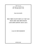 Luận án Tiến sĩ Kinh tế: Phát triển nguồn nhân lực Việt Nam trong điều kiện hình thành cộng đồng kinh tế ASEAN (AEC)