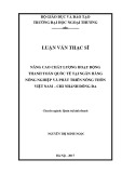 Luận văn Thạc sĩ Quản trị kinh doanh: Nâng cao chất lượng hoạt động thanh toán quốc tế tại Ngân hàng Nông nghiệp và phát triển nông thôn Việt Nam – chi nhánh Đống Đa