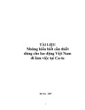 Tài liệu những hiểu biết cần thiết dùng cho lao động Việt Nam đi làm việc tại Ca-Ta