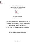 Tóm tắt luận văn Thạc sĩ Y tế công cộng: Kiến thức, thực hành an toàn thực phẩm và một số yếu tố liên quan của người chế biến tại các bếp ăn trường học ở thị xã Dĩ An, tỉnh Bình Dương, năm 2019