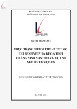 Tóm tắt luận văn Thạc sĩ Y tế công cộng: Thực trạng nhiễm khuẩn vết mổ tại bệnh viện đa khoa tỉnh Quảng Ninh năm 2019 và một số yếu tố liên quan