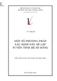 Tóm tắt luận văn Thạc sĩ Toán học: Một số phương pháp xác định dãy số lặp tuyến tính hệ số hằng