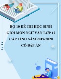 Bộ 10 đề thi học sinh giỏi môn Ngữ văn lớp 12 cấp tỉnh năm 2019-2020 có đáp án