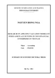 Summary of Economic Doctoral thesis: Research on applying valuation models in fixed assets accounting in non-financial enterprises in Vietnam