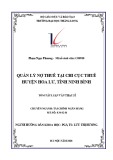 Tóm tắt luận văn Thạc sĩ Tài chính - Ngân hàng: Quản lý nợ thuế tại chi cục thuế huyện Hoa Lư, tỉnh Ninh Bình