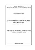 Luận văn Thạc sĩ Quản trị kinh doanh: Quản trị nhân sự tại Công ty TNHH Thái Bình Dương
