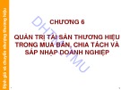 Bài giảng Định giá và chuyển nhượng thương hiệu - Chương 6: Quản trị tài sản thương hiệu trong mua bán