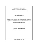 Luận án Tiến sĩ  Quản trị kinh doanh: Ảnh hưởng của niềm tin, cảm nhận rủi ro đến ý định mua thực phẩm của người tiêu dùng tại thành phố Hồ Chí Minh