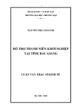 Luận văn Thạc sĩ Kinh tế: Hỗ trợ thanh niên khởi nghiệp tại tỉnh Bắc Giang