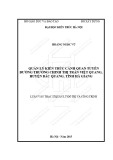 Tóm tắt Luận văn Thạc sĩ Quản lý đô thị và công trình: Quản lý kiến trúc cảnh quan tuyến đường Trường Chinh thị trấn Việt Quang, huyện Bắc Quang, tỉnh Hà Giang