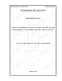 Tóm tắt Luận văn Thạc sĩ Quản lý Đô thị và Công trình: Quản lý hệ thống hạ tầng kỹ thuật khu đô thị Nam Hoàng Đồng I, thành phố Lạng Sơn, tỉnh Lạng Sơn